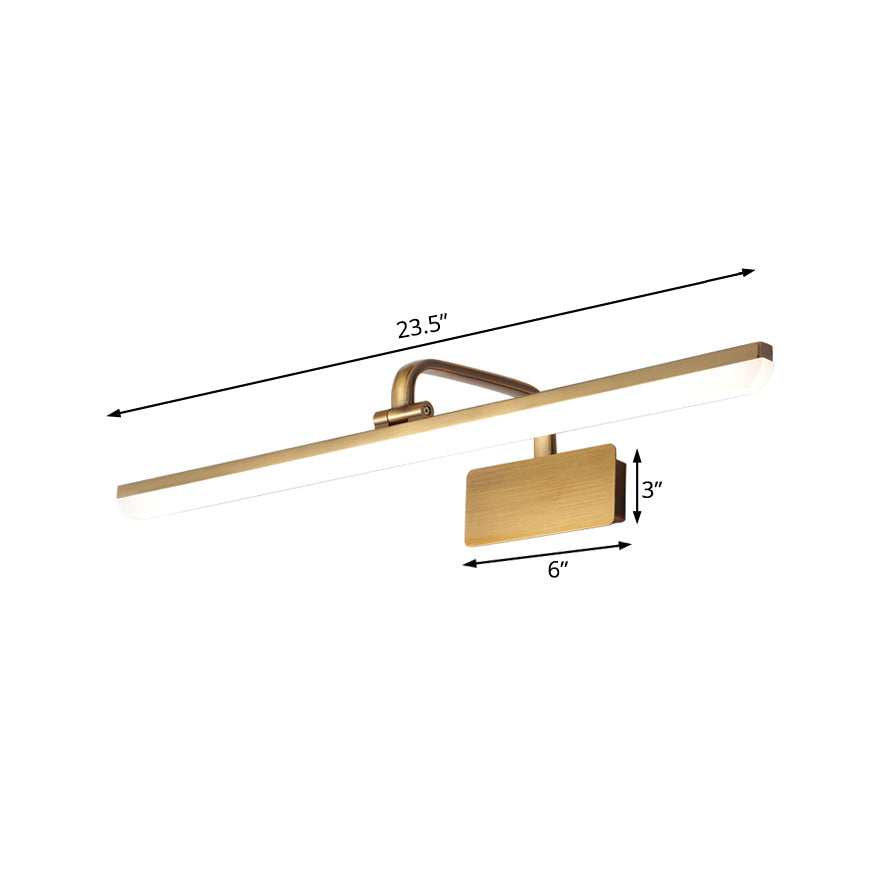 Skørter | LED Indoor Wall Lamp with ultra-thin acrylic shade brushed brass makeup wall lamp in warm/white light, 16"/19.5" W