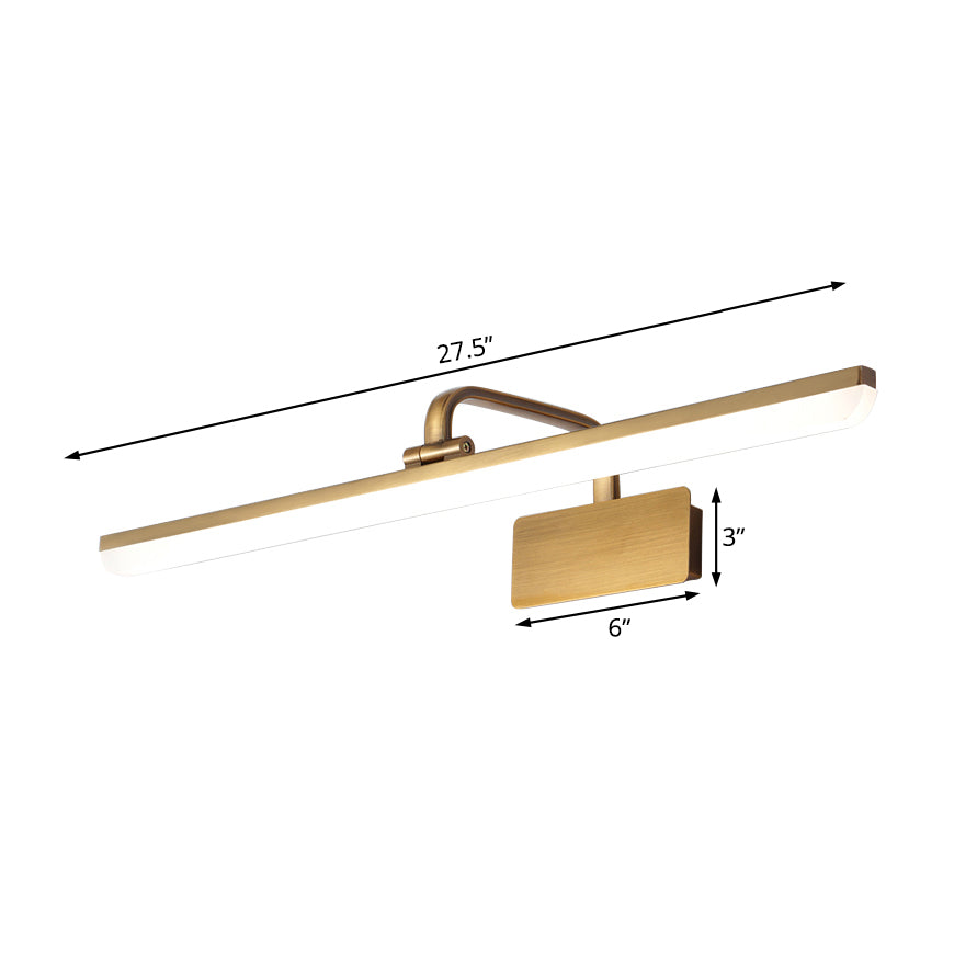 Skørter | LED Indoor Wall Lamp with ultra-thin acrylic shade brushed brass makeup wall lamp in warm/white light, 16"/19.5" W