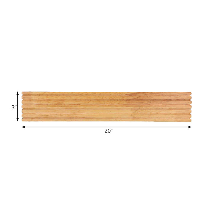 Skørter | Striped bedroom wall lamp contemporary wooden 14"/18"/21.5" wide single head beige LED up and down light fixture in warm/white light