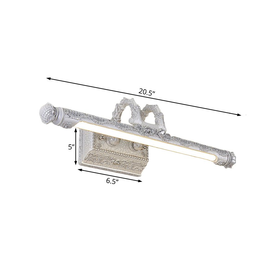 Lisslune | Vintage LED Wall Light with Metal Shade White Etched Tube Vanity Wall Light for Bathroom, 20.5"/23.5" Width
