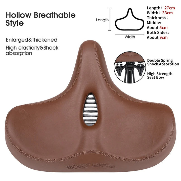 Lisslune | Wide Ergonomic Bike Saddle – Comfortable Saddle with Shock Absorption for City and Mountain Bikes