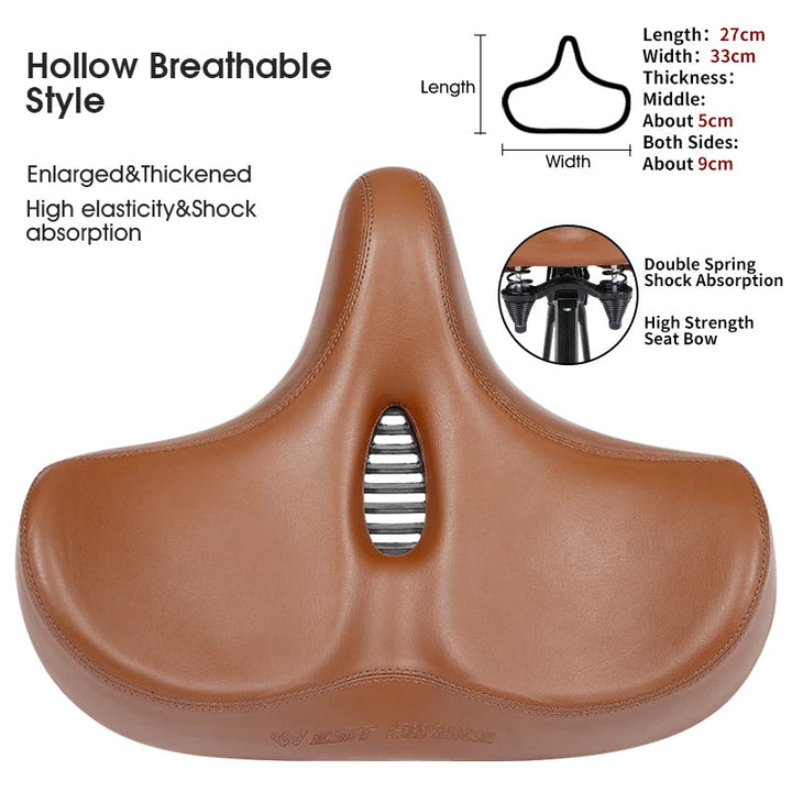 Lisslune | Wide Ergonomic Bike Saddle – Comfortable Saddle with Shock Absorption for City and Mountain Bikes