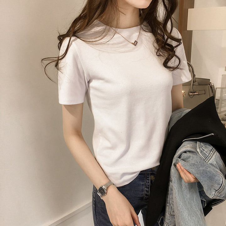 Women's cotton T-shirt with modern round neck and comfortable fit