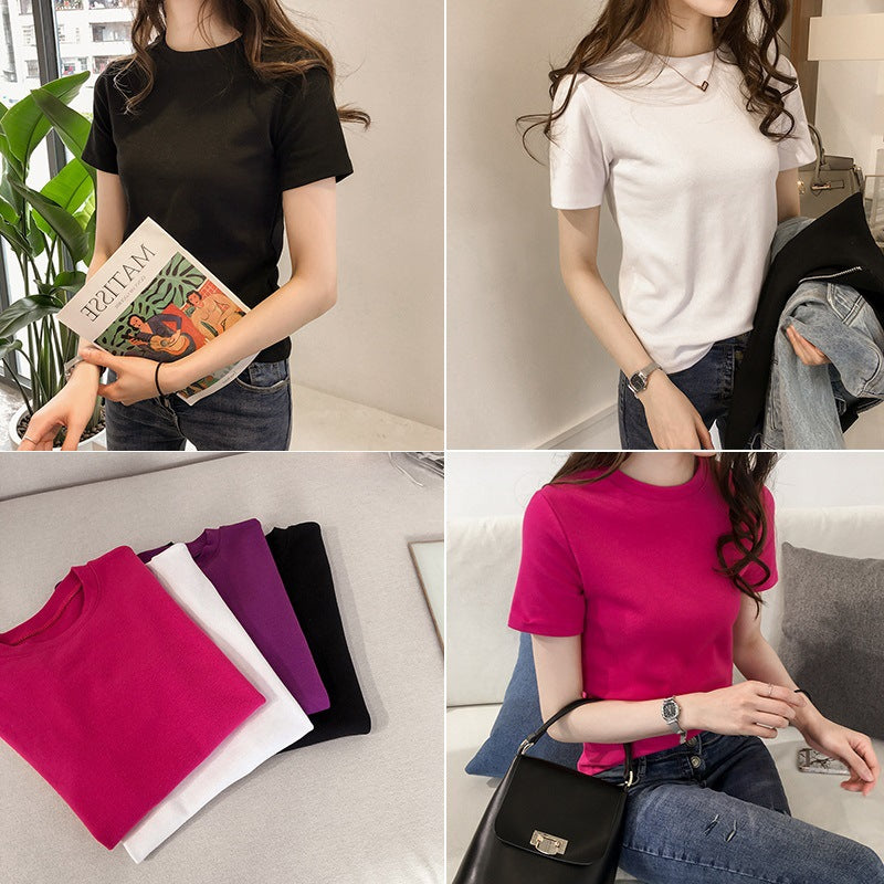Women's cotton T-shirt with modern round neck and comfortable fit