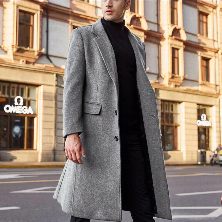 Men's elegant, classic long coat with structured cut Lisslune