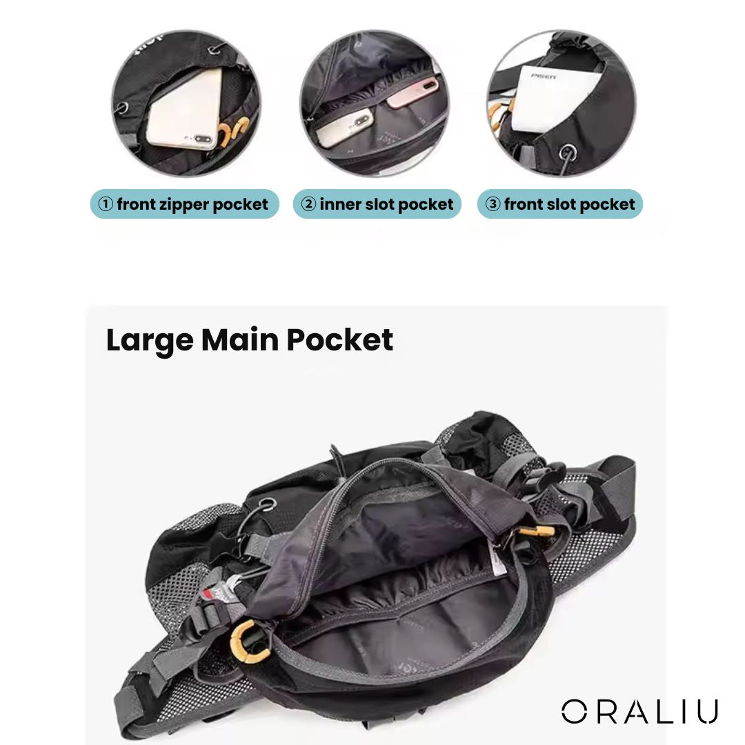 Lisslune | Waterproof Hiking Waist Bag – 5L Bum Bag with Zippered Pockets for Walking & Outdoor Adventures
