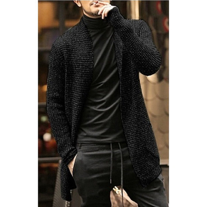 Men's chunky knit cardigan with open design and modern details Lisslune