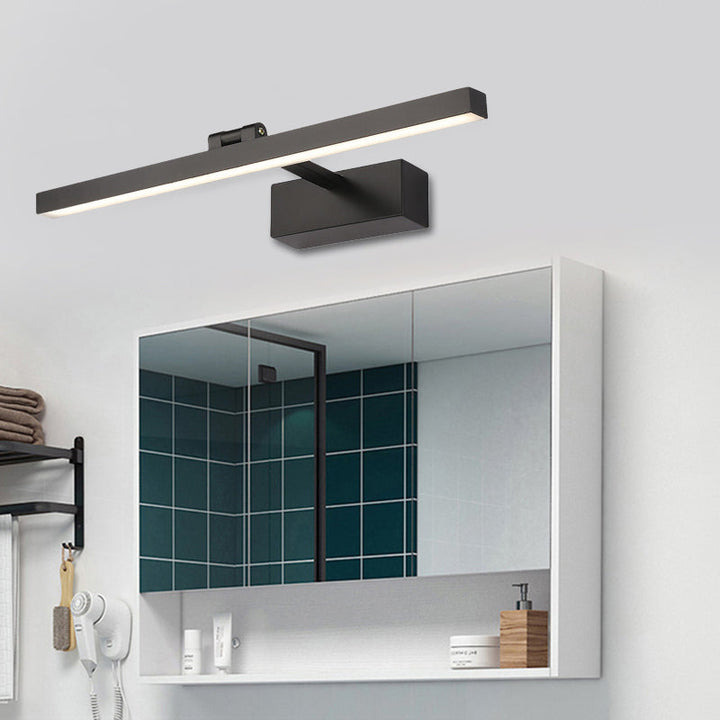 Skørter | Simple Style Rectangular Aluminum Wall Lamp 16"/19.5" B LED Vanity Mirror Light in Black/White for Bathroom