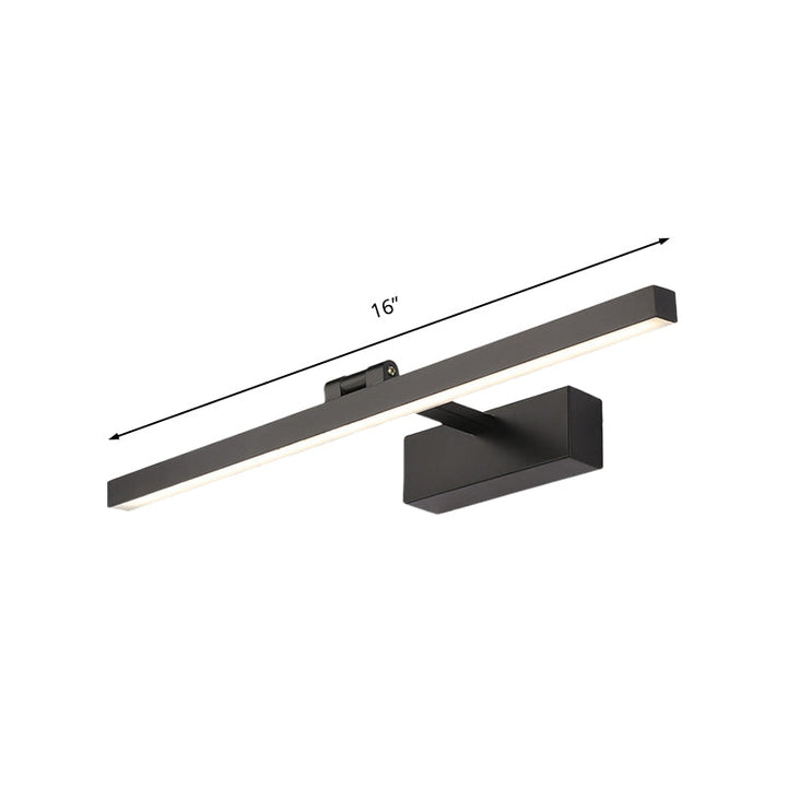 Skørter | Simple Style Rectangular Aluminum Wall Lamp 16"/19.5" B LED Vanity Mirror Light in Black/White for Bathroom