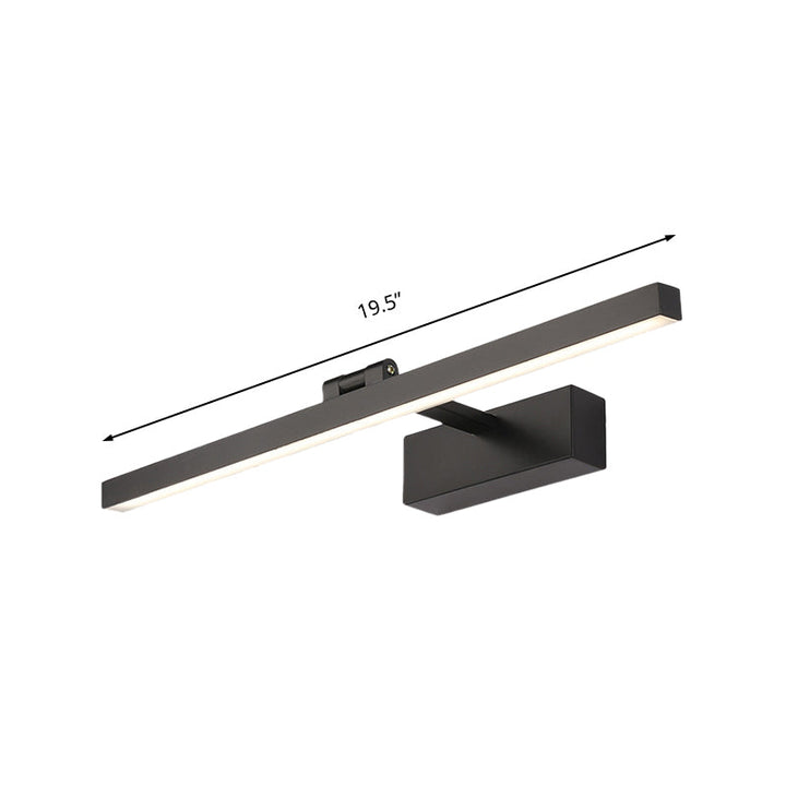 Skørter | Simple Style Rectangular Aluminum Wall Lamp 16"/19.5" B LED Vanity Mirror Light in Black/White for Bathroom