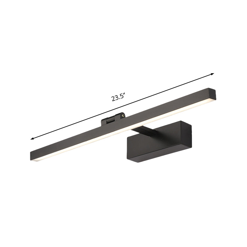 Skørter | Simple Style Rectangular Aluminum Wall Lamp 16"/19.5" B LED Vanity Mirror Light in Black/White for Bathroom