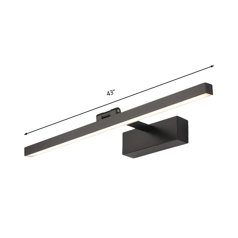 Skørter | Simple Style Rectangular Aluminum Wall Lamp 16"/19.5" B LED Vanity Mirror Light in Black/White for Bathroom