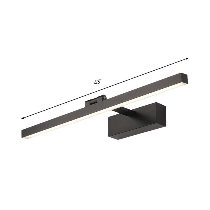 Skørter | Simple Style Rectangular Aluminum Wall Lamp 16"/19.5" B LED Vanity Mirror Light in Black/White for Bathroom