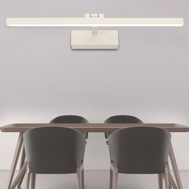 Skørter | Simple Style Rectangular Aluminum Wall Lamp 16"/19.5" B LED Vanity Mirror Light in Black/White for Bathroom