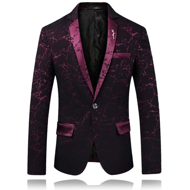 Men's Elegant Slim-Fit Blazer with Marbled Design Lisslune