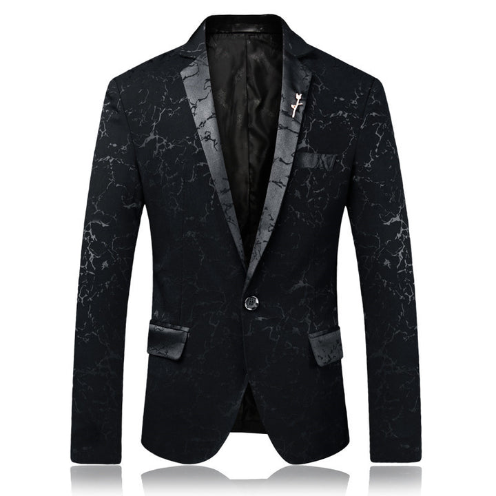 Men's Elegant Slim-Fit Blazer with Marbled Design Lisslune