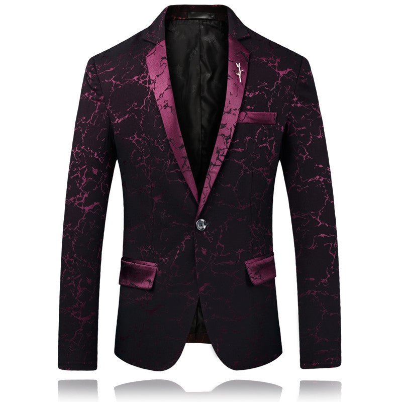 Men's Elegant Slim-Fit Blazer with Marbled Design Lisslune