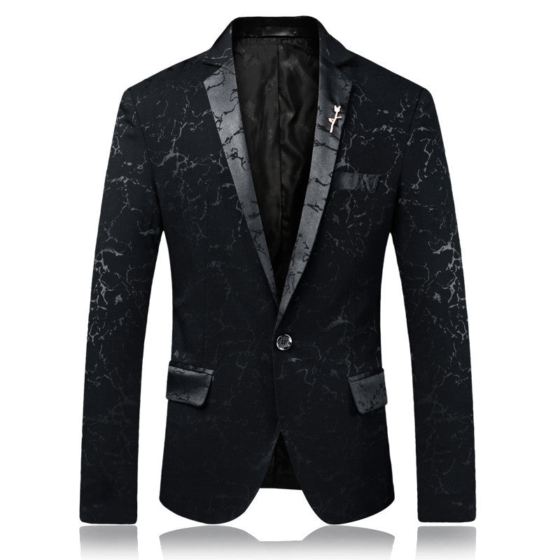 Men's Elegant Slim-Fit Blazer with Marbled Design Lisslune