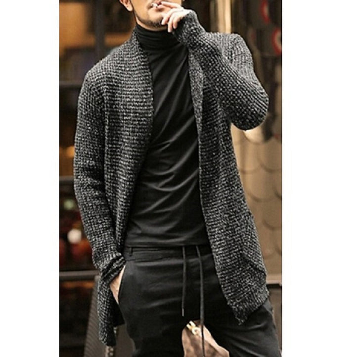 Men's chunky knit cardigan with open design and modern details Lisslune