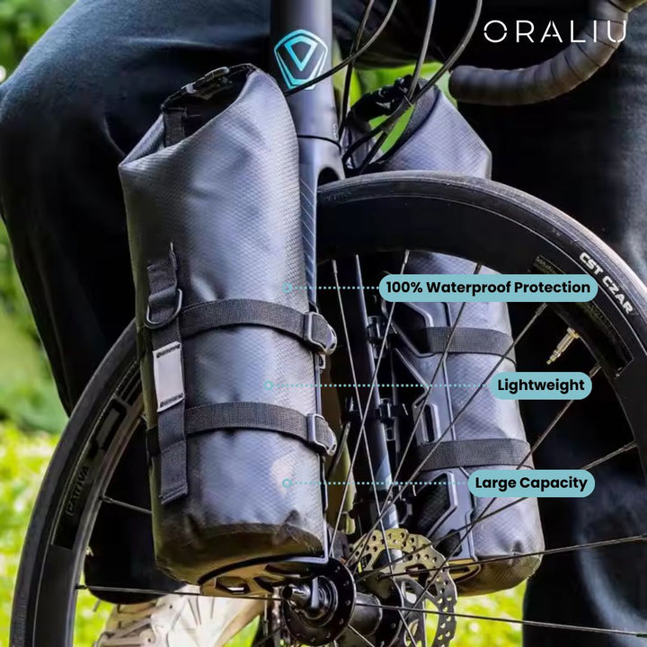 Lisslune | Waterproof Front Fork Bike Bags – 5-7L Pannier Set for Long Rides & Bikepacking