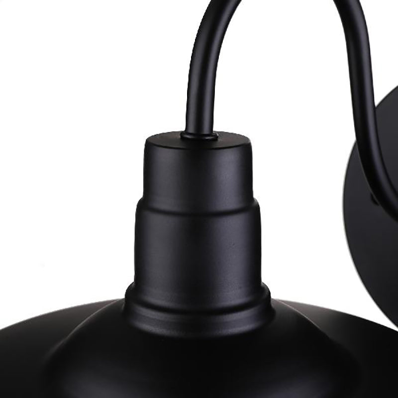 Lisslune | Barn Kitchen Wall Light Fixture Industrial Metal 1 Light Black Sconces Light with Goose Neck Arm and Plug Cable