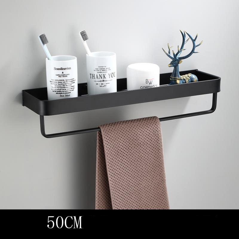 Lisslune | Black bathroom shelf made of space aluminum for wall mounting