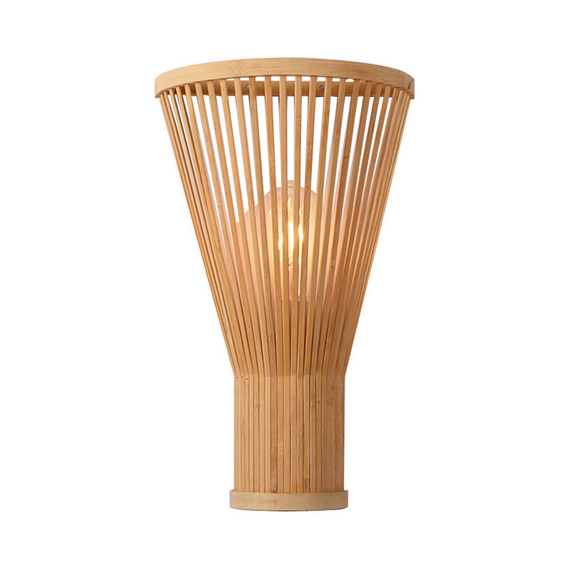 Skørter | Handmade Bamboo Wall Lamp Asian Style 1-Light Beige Wall Lighting for Bedside