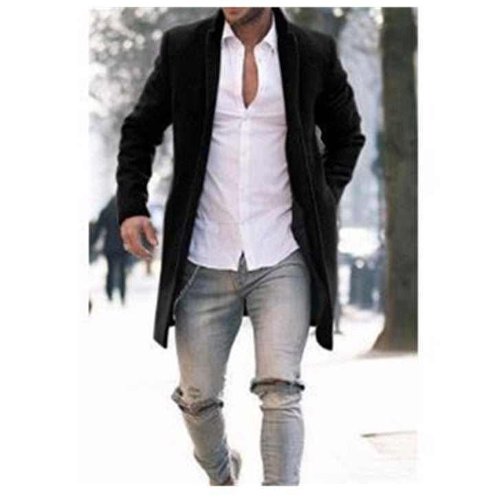 Men's elegant long coat in minimalist design with practical pockets Lisslune