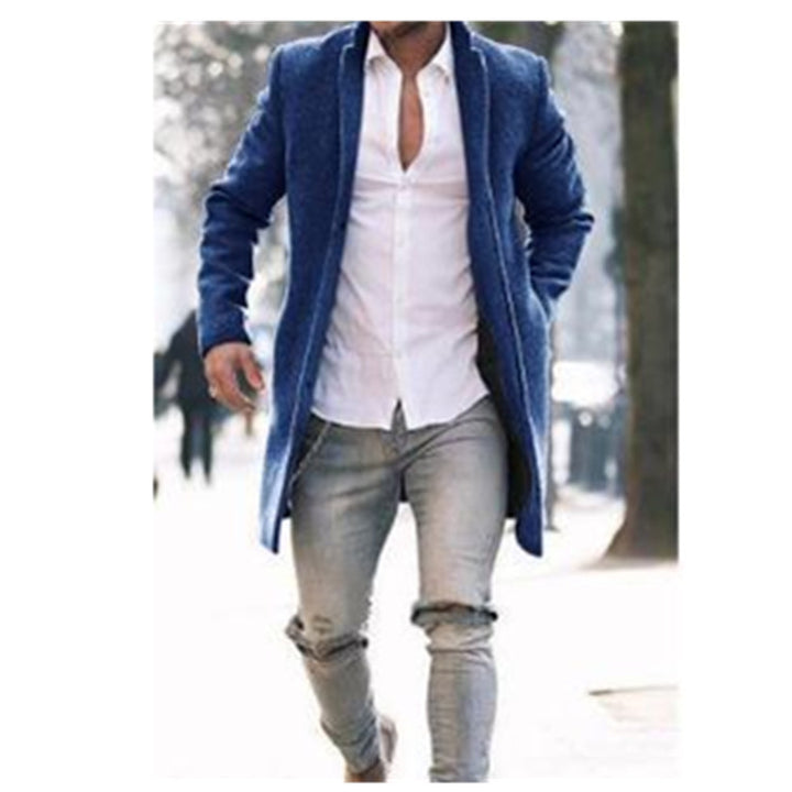 Men's elegant long coat in minimalist design with practical pockets Lisslune