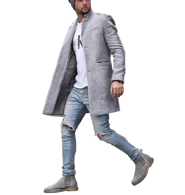 Men's elegant long coat in minimalist design with practical pockets Lisslune