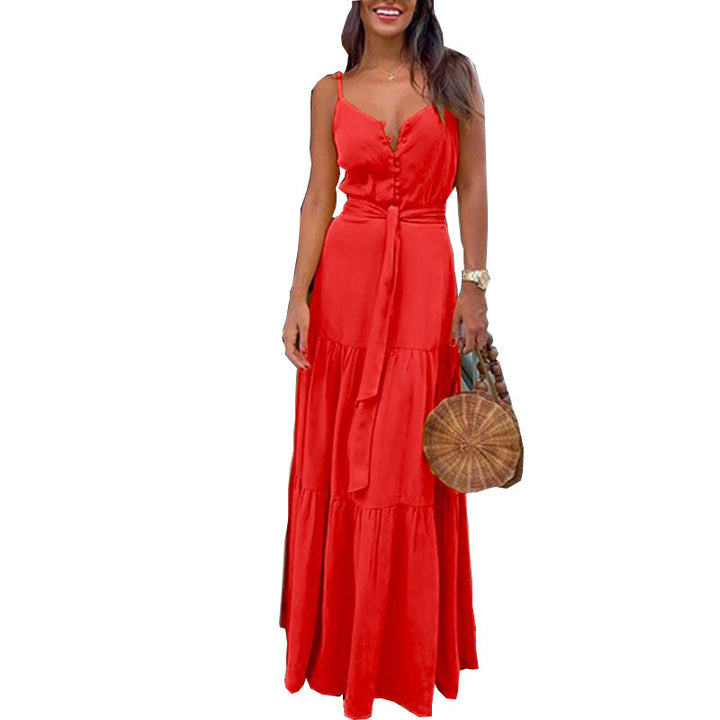 Women’s maxi dress with buttoned front and flowing skirt Lisslune