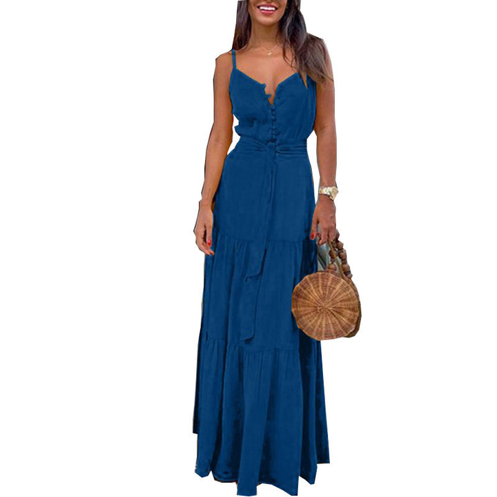 Women’s maxi dress with buttoned front and flowing skirt Lisslune