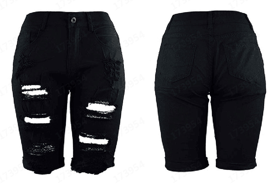 Women's destroyed denim pants with a casual cut and trendy ripped details Lisslune