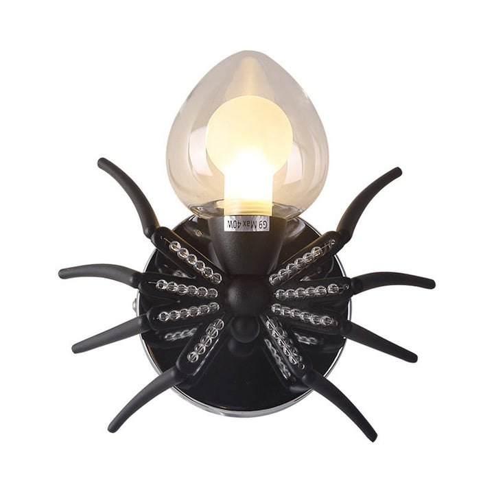 Skørter | Metal Spider Wall Lighting with Metal Shade Lodge Loft 1 Light Wall Lamp in Black