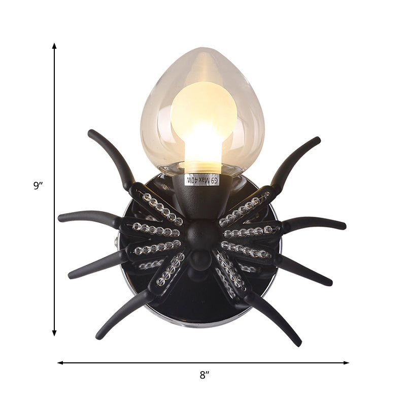 Skørter | Metal Spider Wall Lighting with Metal Shade Lodge Loft 1 Light Wall Lamp in Black