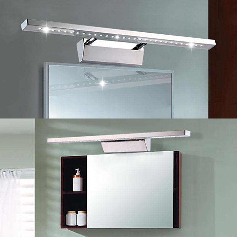 Lisslune | Rectangular Interior Mirror Light Stainless Steel 16"/19.5" W LED Modern Wall-Mounted Light in Chrome, Warm/White Lighting