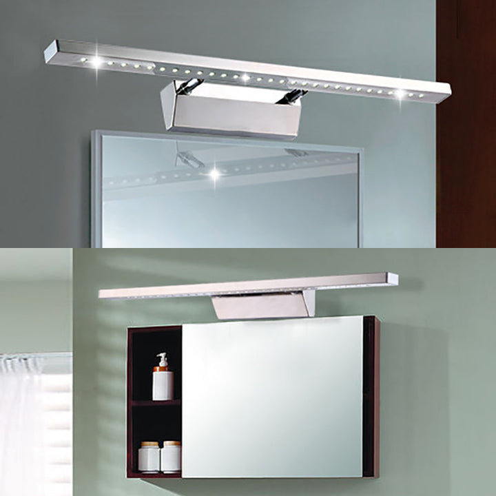 Lisslune | Rectangular Interior Mirror Light Stainless Steel 16"/19.5" W LED Modern Wall-Mounted Light in Chrome, Warm/White Lighting
