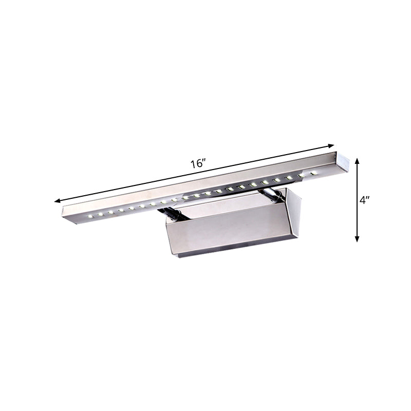 Lisslune | Rectangular Interior Mirror Light Stainless Steel 16"/19.5" W LED Modern Wall-Mounted Light in Chrome, Warm/White Lighting