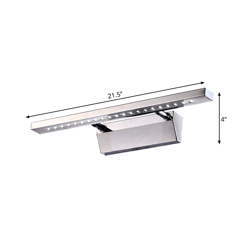 Lisslune | Rectangular Interior Mirror Light Stainless Steel 16"/19.5" W LED Modern Wall-Mounted Light in Chrome, Warm/White Lighting