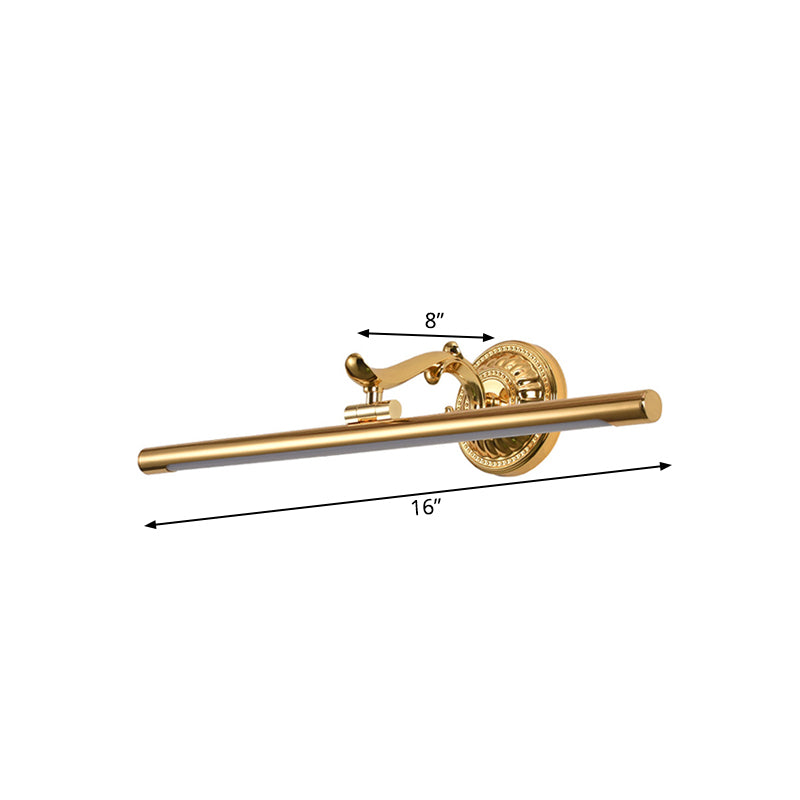 Skørter | Linear Metallic Wall Lighting Modernist Style 16"/21.5" Width LED Brass/Gold Finish Wall Mount Lighting Over Mirror