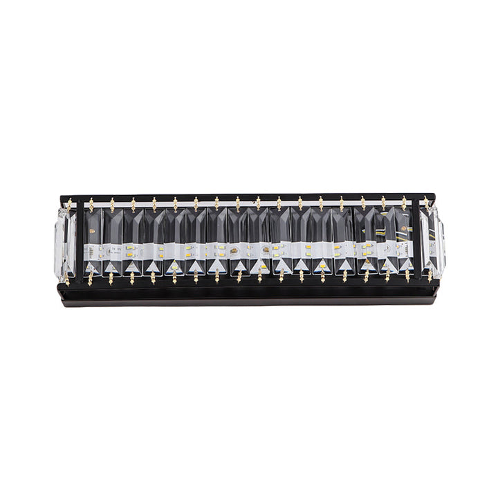 Lisslune | Crystal Rectangular Wall Light Modern LED Nightstand Wall-Mounted Lighting in Black