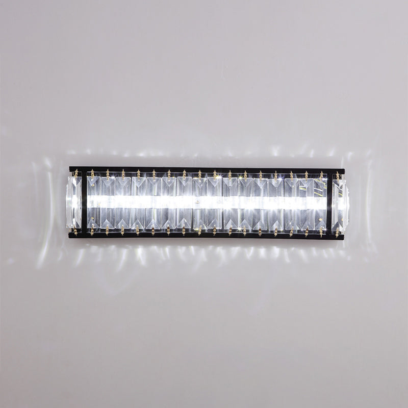 Lisslune | Crystal Rectangular Wall Light Modern LED Nightstand Wall-Mounted Lighting in Black