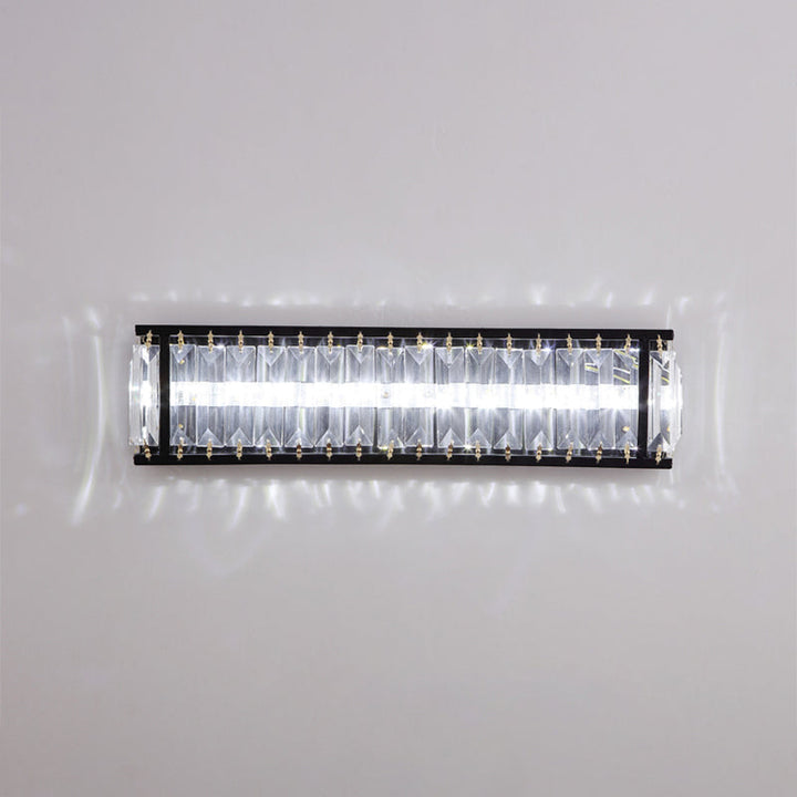 Lisslune | Crystal Rectangular Wall Light Modern LED Nightstand Wall-Mounted Lighting in Black