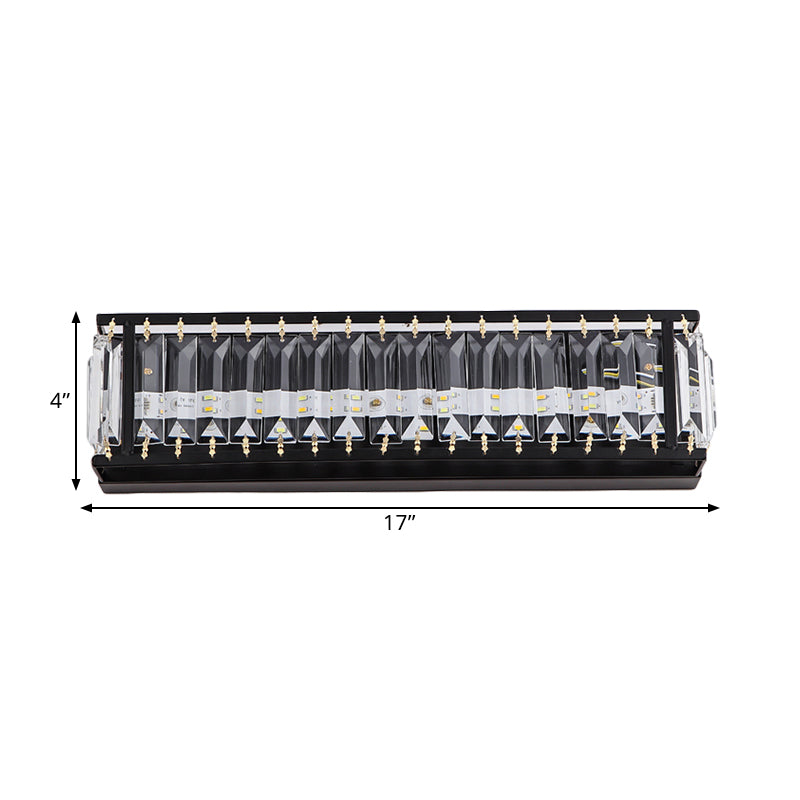 Lisslune | Crystal Rectangular Wall Light Modern LED Nightstand Wall-Mounted Lighting in Black