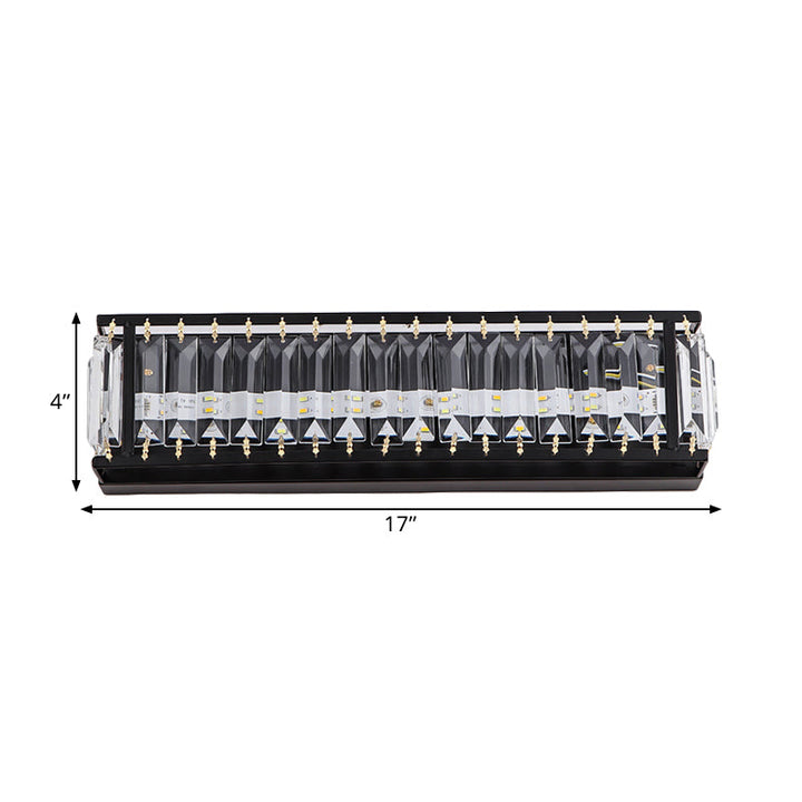 Lisslune | Crystal Rectangular Wall Light Modern LED Nightstand Wall-Mounted Lighting in Black