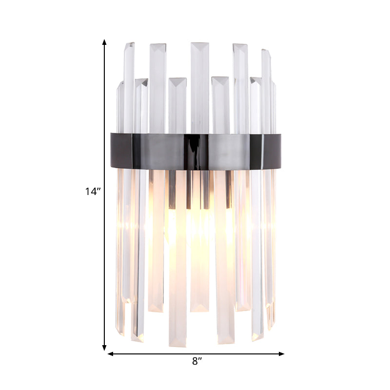 Lisslune | 1 Head Wall Sconce Lighting with Icicle Crystal Contemporary Dining Room Wall Lamp in Black