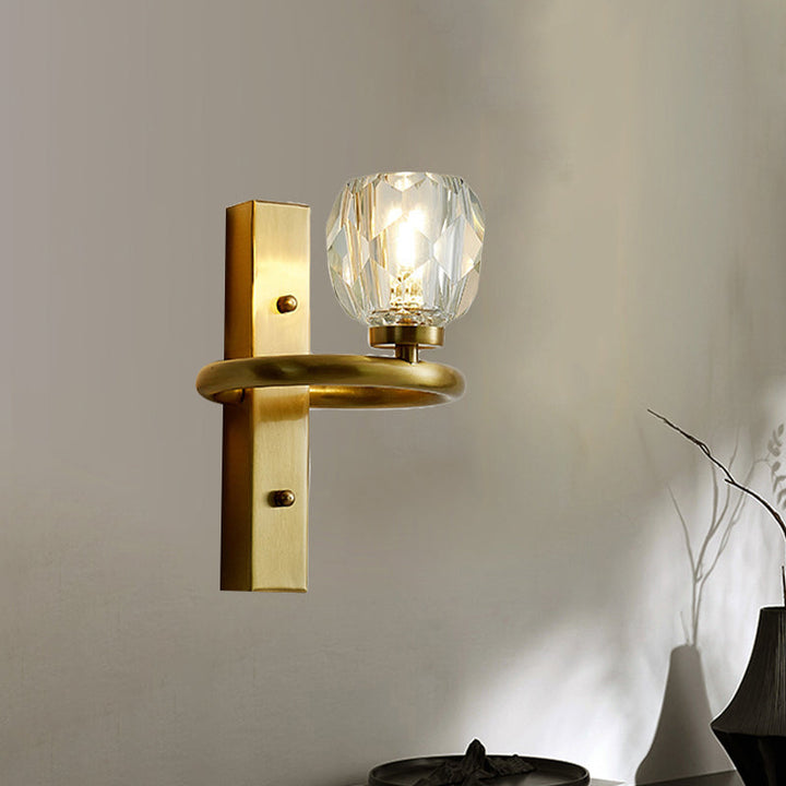 Lisslune | 1 Light Crystal Wall Lamp Modern Golden Ball Bedroom Wall Light Lighting