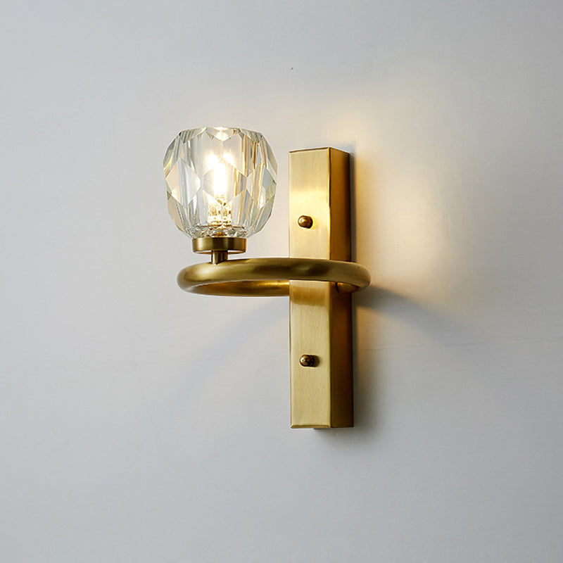 Lisslune | 1 Light Crystal Wall Lamp Modern Golden Ball Bedroom Wall Light Lighting
