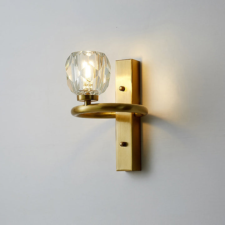 Lisslune | 1 Light Crystal Wall Lamp Modern Golden Ball Bedroom Wall Light Lighting