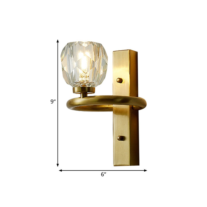 Lisslune | 1 Light Crystal Wall Lamp Modern Golden Ball Bedroom Wall Light Lighting